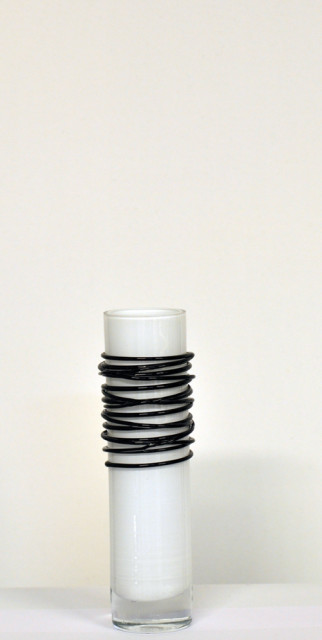 Spiraal, vaas wit-zwart, smal/hoog